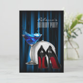 Rote Sohle Stiletto Girina Martini Cocktail Party Einladung (Stehend Vorderseite)