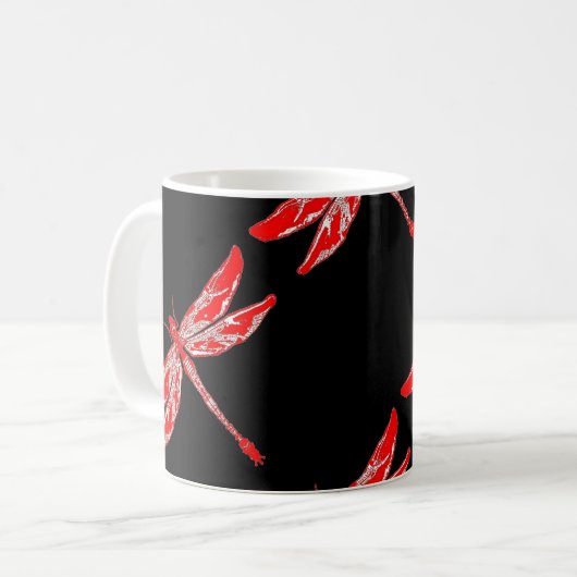 Rote Sommer-Libellen-Geschenke Kaffeetasse (Vorderseite Links)