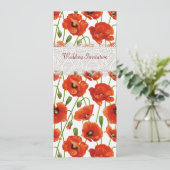 Rote Sommer-Mohnblumen, die Einladung Wedding sind (Stehend Vorderseite)