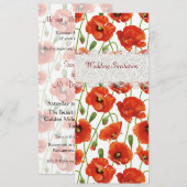Rote Sommer-Mohnblumen, die Einladung Wedding sind (Vorne/Hinten)