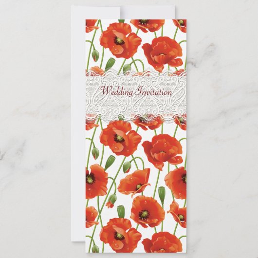 Rote Sommer-Mohnblumen, die Einladung Wedding sind (Vorderseite)