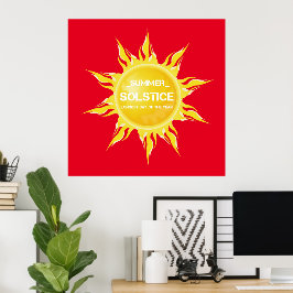 Rote Sommersonne am längsten Tag des Jahres Poster