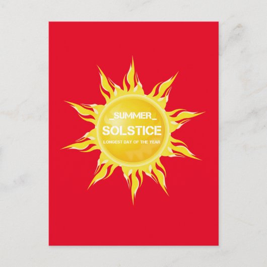 Rote Sommersonne am längsten Tag des Jahres Postkarte (Vorderseite)