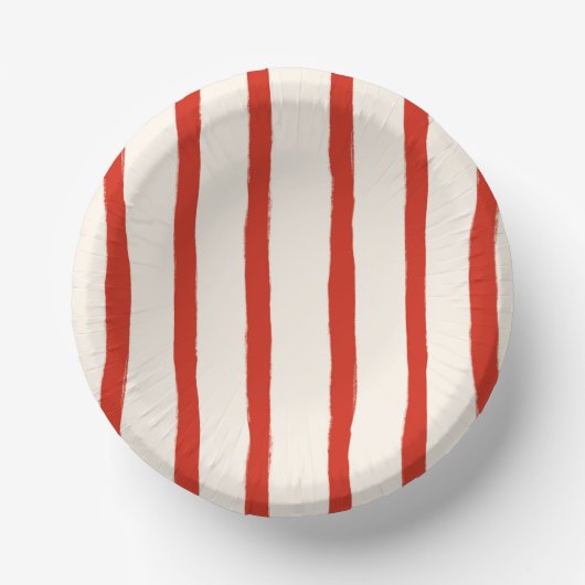 Rote Sommerstreifen Pappteller (Vorderseite)