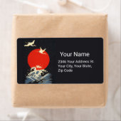 ROTE SONNE, JAPANISCHE FLIEGENDE KRÄNE, MEERWELLEN (Insitu)