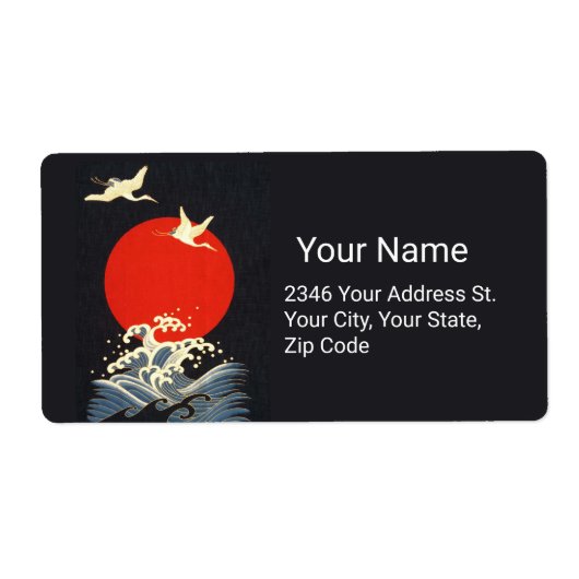 ROTE SONNE, JAPANISCHE FLIEGENDE KRÄNE, MEERWELLEN (Vorne)