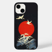 ROTE SONNE, JAPANISCHE FLIEGENDE KRÄNE, MEERWELLEN Case-Mate iPhone HÜLLE (Rückseite)