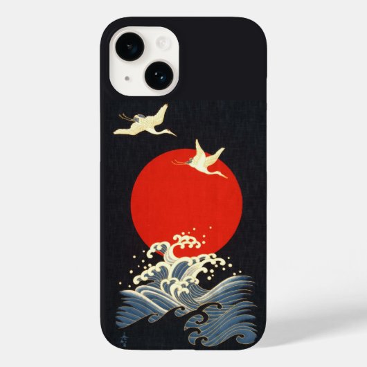 ROTE SONNE, JAPANISCHE FLIEGENDE KRÄNE, MEERWELLEN Case-Mate iPhone HÜLLE (Rückseite)