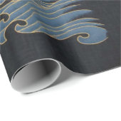 ROTE SONNE, JAPANISCHE FLIEGENDE KRÄNE, MEERWELLEN GESCHENKPAPIER (Rolleneckpunkt)