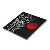 Rote Sonne Schwarz-weißer Zen Fliese (Seite)