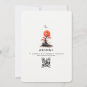 Rote Sonne und alte Sakura Hochzeit Einladung (Rückseite)