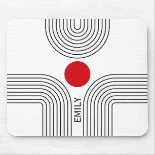 Rote Sonne und schwarz-weiße Arkaden aus dem Mitte Mousepad