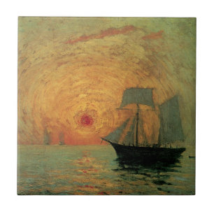 Rote Sonne von Maxime Maufra, Vintage Impressionis Fliese