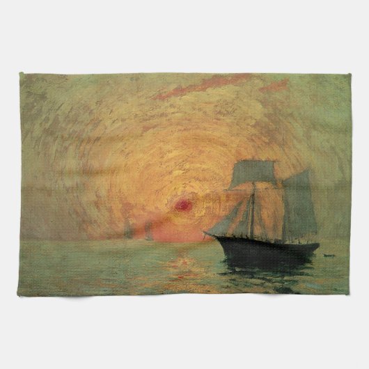 Rote Sonne von Maxime Maufra, Vintage Impressionis Geschirrtuch (Horizontal)