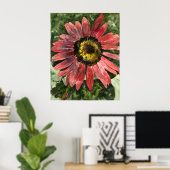 Rote Sonnenblume 5 Aquarellbilder Druck/Poster Poster (Heimbüro)