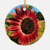 Rote Sonnenblume Keramik Ornament (Vorne)