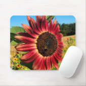 Rote Sonnenblume mit Biene Mousepad (Mit Mouse)