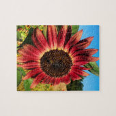 Rote Sonnenblume mit Biene Puzzle (Horizontal)