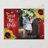 Rote Sonnenblume Save the Date Postkarte (Vorderseite)