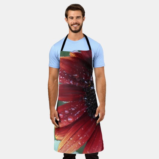 Rote Sonnenblume Schürze (Getragen)