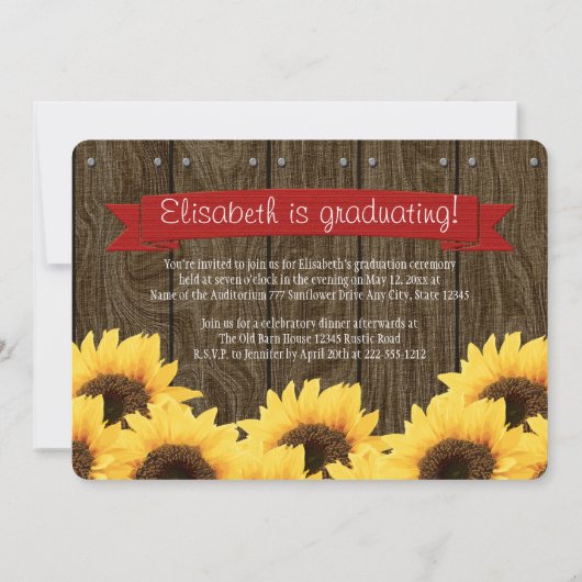 Rote Sonnenblumen Abschluss Ankündigung (Rückseite)