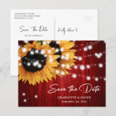Rote Sonnenblumen-Hochzeit Save The Date Postkarte (Vorne/Hinten)