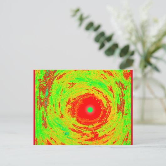 Rote Sonnenkunst Postkarte (Stehend Vorderseite)