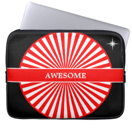 Rote Sonnenstrahlen auf weißer und schwarzer Seite Laptopschutzhülle