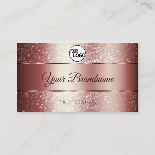Rote Sparkle-Glitzer-Logo und Initialen der elegan Visitenkarte (Vorderseite)