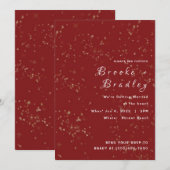 Rote Sparkle Glow Hochzeit Einladung (Vorne/Hinten)
