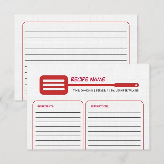 Rote Spatula Rezept Karte (Vorne/Hinten)
