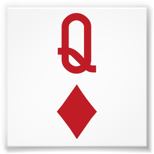 Rote Spielkarte der Königin von Diamanten Fotodruck (Vorne)
