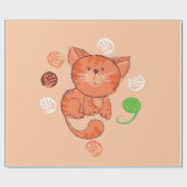 Rote Spielzeugkatze, nahtlos Geschenkpapier (Flach)