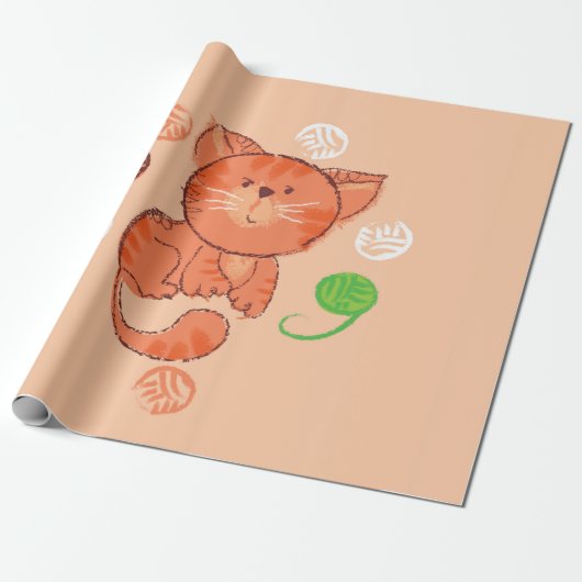 Rote Spielzeugkatze, nahtlos Geschenkpapier (Ungerollt)