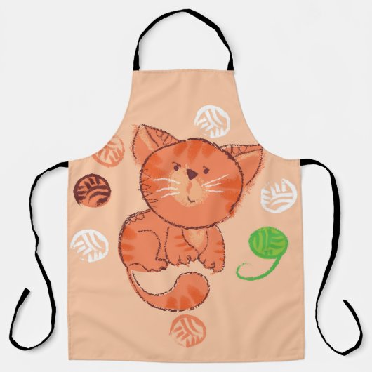 Rote Spielzeugkatze, nahtlos Schürze (Vorderseite)