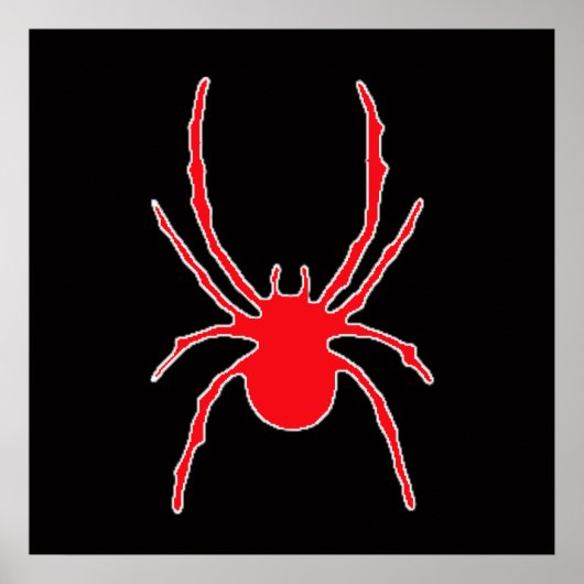 Rote Spinne auf schwarz Poster (Vorne)