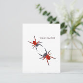 Rote Spinnen Feiertagskarte (Stehend Vorderseite)