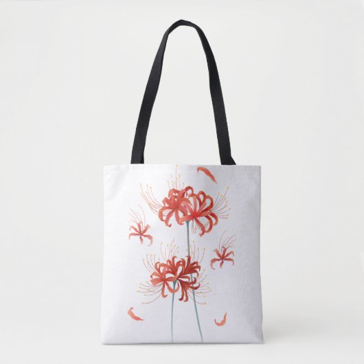 Rote Spinnenlilie' Botanische Kunst Tasche (Vorderseite)