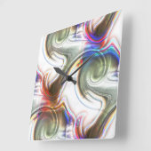 Rote Spirale mit gekratztem, undurchsichtigem Meta Quadratische Wanduhr (Winkel)