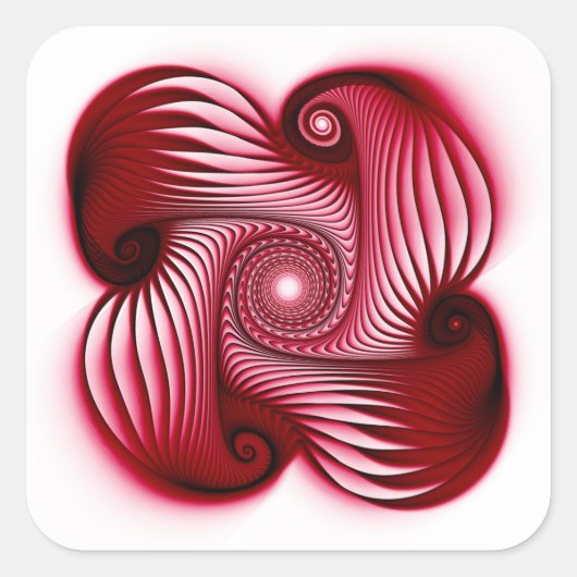 Rote Spiralform Quadratischer Aufkleber (Vorderseite)