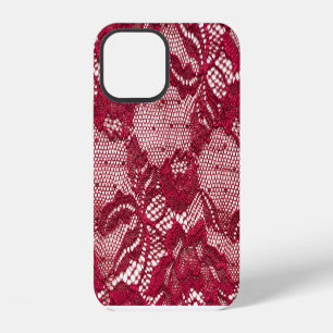 Rote Spitze: elastischer Jacquard-Textilstoff. iPhone 12 Hülle