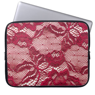 Rote Spitze: elastischer Jacquard-Textilstoff. Laptopschutzhülle