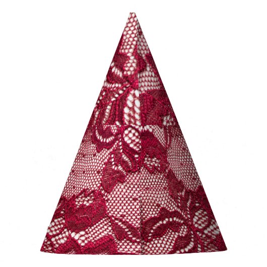 Rote Spitze: elastischer Jacquardtextil. Partyhütchen (Rückseite)