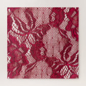 Rote Spitze: elastischer Jacquardtextil. Puzzle (Horizontal)