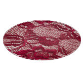 Rote Spitze: elastischer Jacquardtextil. Schneidebrett (Ecke)