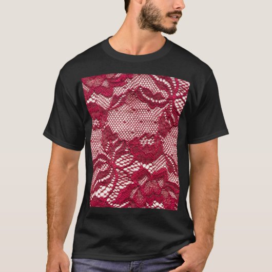 Rote Spitze: elastischer Jacquardtextil. T-Shirt (Vorderseite)