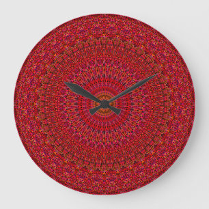 Rote Spitze-Verzierungs-Mandala Große Wanduhr
