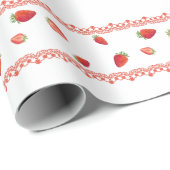 Rote Spitzen-Beere Erster Geburtstag  Geschenkpapier (Rolleneckpunkt)