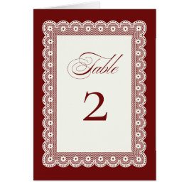 Rote Spitzen-Hochzeitstisch-Nummer – Elegant Festl