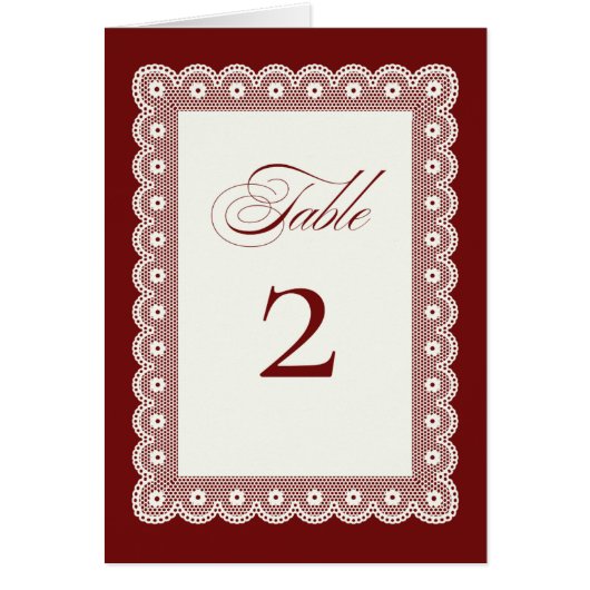 Rote Spitzen-Hochzeitstisch-Nummer – Elegant Festl (Vorne)